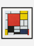 Composition with Large Red Plane, Yellow, Black, Gray, and Blue - Black Ramin Wood Frame