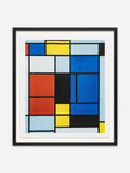 Tableau No.1 with Red, Blue, Yellow, Black, and Gray - Black Ramin Wood Frame
