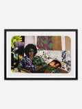Afro Goddess Looking Forward - Black Abachi Wood Frame