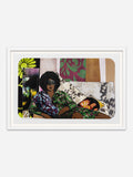 Afro Goddess Looking Forward - White Abachi Wood Frame